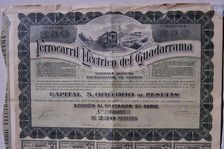 250 pesetas share from the Ferrocarril Eléctrico del Guadarrama, SA, Madrid April 1, 1923