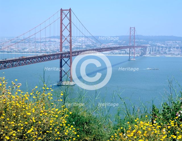 25th April Bridge over the River Tagus, Lisbon, Portugal. Creator: Peter Thompson.