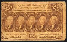 25c Thomas Jefferson postage currency, 1862. Creator: Unknown