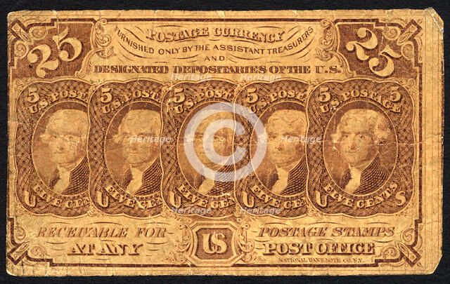 25c Thomas Jefferson postage currency, 1862. Creator: Unknown.