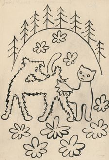 26. A story about a dog and a cat, around 1928. Creator: Josef Capek