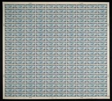 $2.60 "Graf Zeppelin" Passing Globe plate proof, 1930. Creator: Bureau of Engraving and Printing