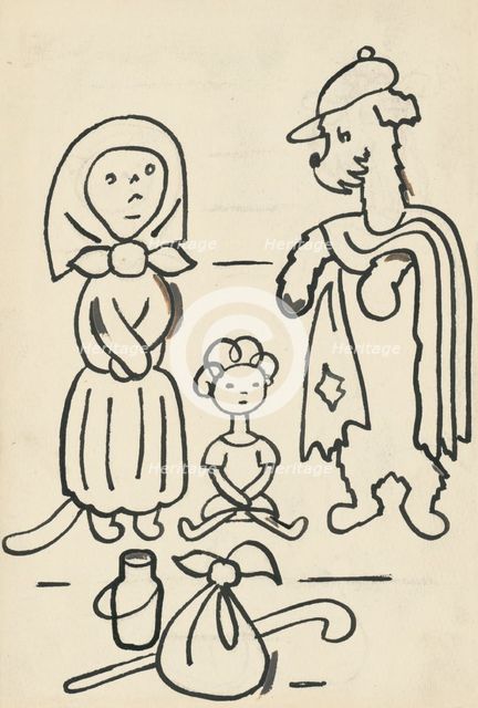 28. A story about a dog and a cat, around 1928. Creator: Josef Capek.