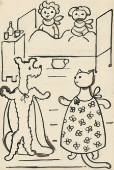 29. A story about a dog and a cat, around 1928. Creator: Josef Capek