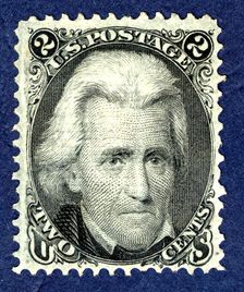 2c Andrew Jackson F Grill single, 1867. Creator: National Bank Note Company