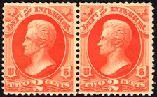 2c Andrew Jackson Interior Department pair, 1879. Creator: Unknown