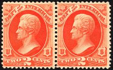 2c Andrew Jackson Interior Department pair, 1879. Creator: Unknown