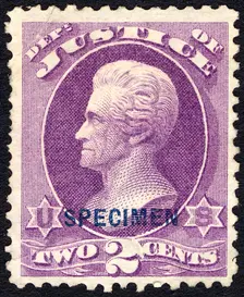 2c Andrew Jackson Justice Department special printing single, 1875. Creator: Unknown