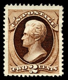 2c Andrew Jackson special printing single, 1875. Creator: Continental Bank Note Company