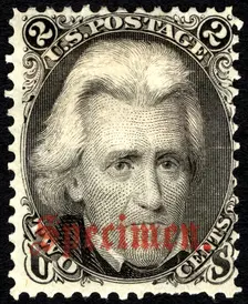 2c Andrew Jackson "Specimen" overprint single, 1863. Creator: Unknown