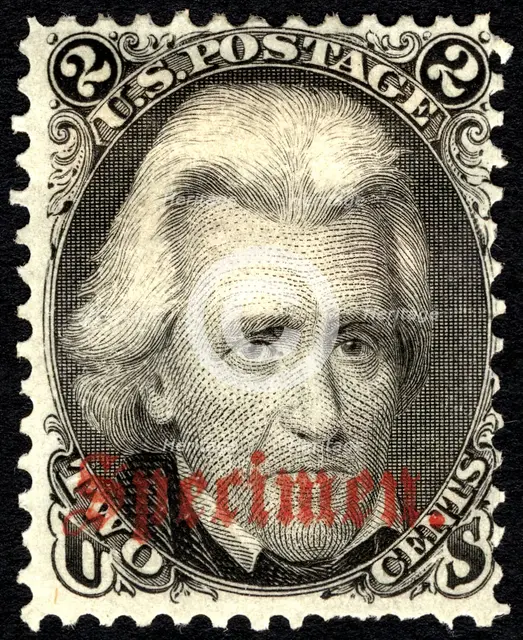 2c Andrew Jackson "Specimen" overprint single, 1863. Creator: Unknown.