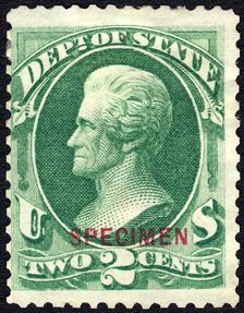 2c Andrew Jackson State Department special printing single, 1875. Creator: Unknown
