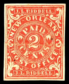 2c New Orleans postmaster provisional single, 1862. Creator: Unknown