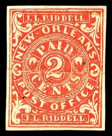 2c New Orleans postmaster provisional single, 1862. Creator: Unknown
