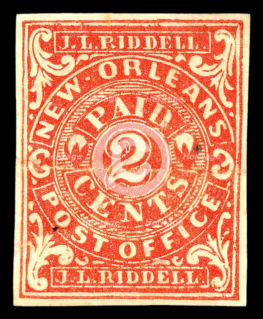2c New Orleans postmaster provisional single, 1862. Creator: Unknown.