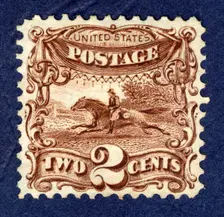 2c Post Rider and Horse G Grill single, 1869. Creator: National Bank Note Company