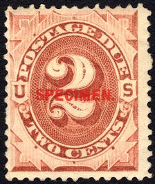 2c Postage Due specimen overprint single, 1884. Creator: Unknown