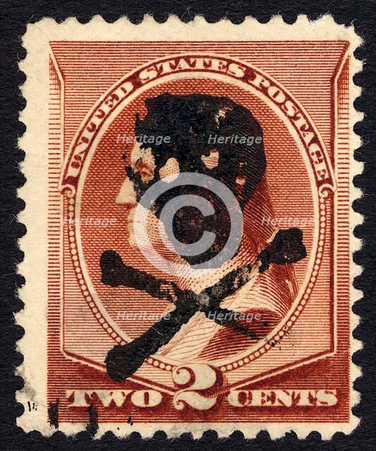 2c Washington with skull and crossbones single, c. 1883. Creator: Unknown.