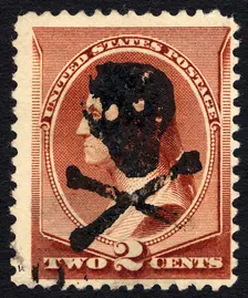 2c Washington with skull and crossbones single, c. 1883. Creator: Unknown