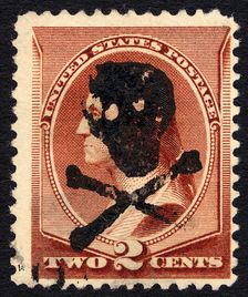 2c Washington with skull and crossbones single, c. 1883. Creator: Unknown