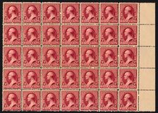 2c Washington block of thirty-five, 1890. Creator: American Bank Note Company
