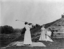 3 women playing golf - "Jackson Sanitorium", c1890. Creator: Unknown