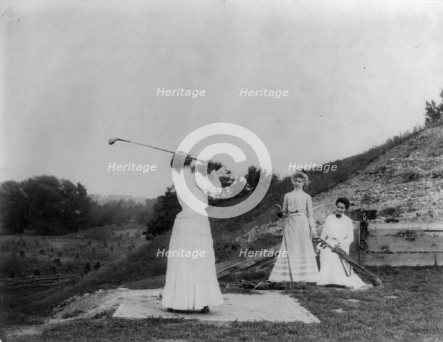 3 women playing golf - "Jackson Sanitorium", c1890. Creator: Unknown.
