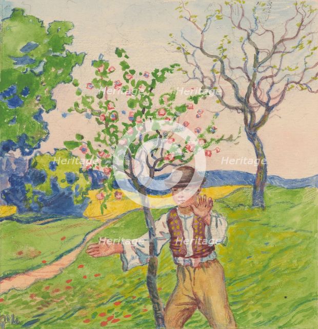 3.- A boy in a spring garden, 1932. Creator: Gustav Mally.