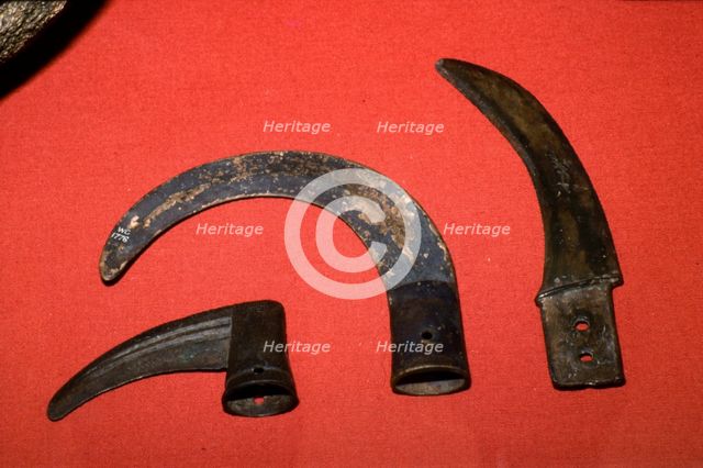 3 bronze sickles, Buckinghamshire, London and Ireland, c1100BC-700 BC. Artist: Unknown.