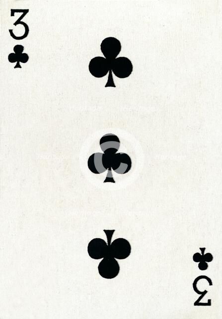 3 of Clubs from a deck of Goodall & Son Ltd. playing cards, c1940. Artist: Unknown.