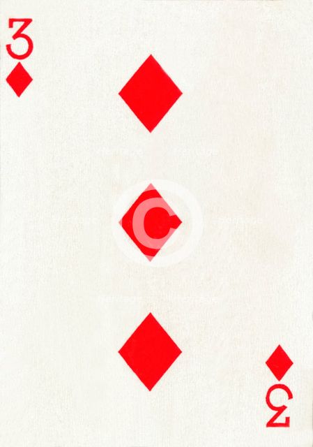 3 of Diamonds from a deck of Goodall & Son Ltd. playing cards, c1940. Artist: Unknown.