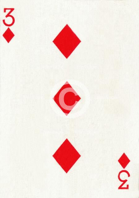 3 of Diamonds from a deck of Goodall & Son Ltd. playing cards, c1940. Artist: Unknown.