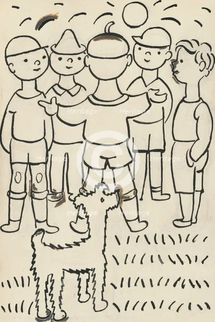 30. Talking about a dog and a cat, around 1928. Creator: Josef Capek.