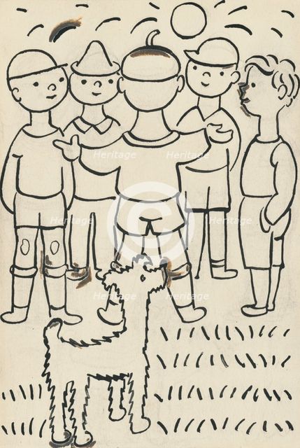 30. Talking about a dog and a cat, around 1928. Creator: Josef Capek.