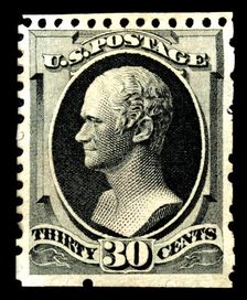 30c Alexander Hamilton special printing single, 1875. Creator: Continental Bank Note Company
