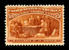 30c Columbus at La Rabida single, 1893. Creator: American Bank Note Company