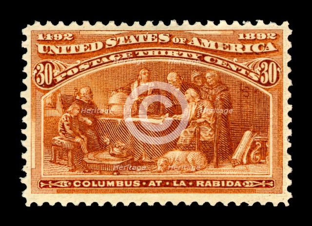 30c Columbus at La Rabida single, 1893. Creator: American Bank Note Company.