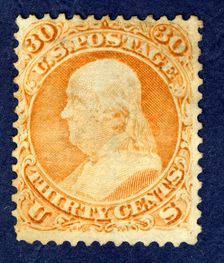 30c Franklin F Grill single, 1867. Creator: National Bank Note Company