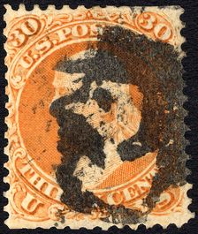 30c Franklin with Union soldier single, c. 1861. Creator: Unknown