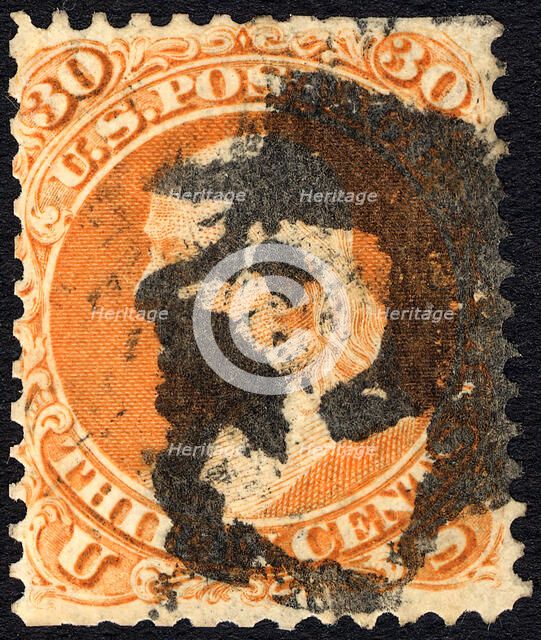 30c Franklin with Union soldier single, c. 1861. Creator: Unknown.