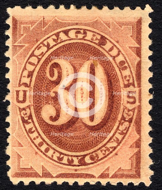 30c Postage Due single, 1879. Creator: Unknown.