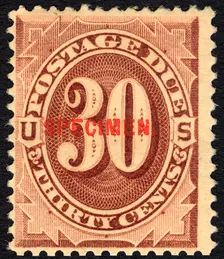30c Postage Due specimen overprint single, 1884. Creator: Unknown