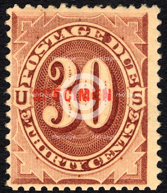 30c Postage Due specimen overprint single, 1884. Creator: Unknown.