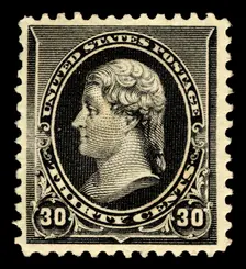 30c Thomas Jefferson single, 1890. Creator: American Bank Note Company