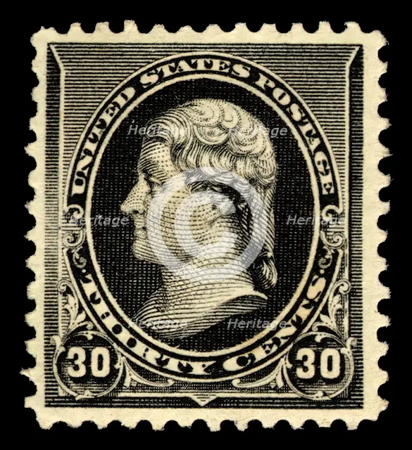30c Thomas Jefferson single, 1890. Creator: American Bank Note Company.