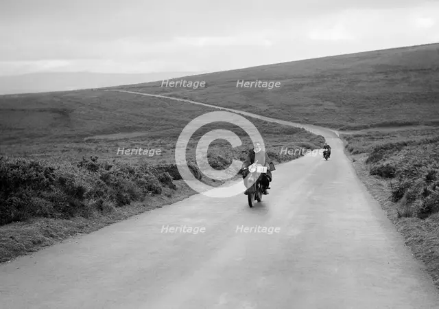 348 cc Velocette of GG Murdoch competing in the MCC Torquay Rally, July 1937. Artist: Bill Brunell.