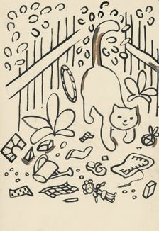 34. Talking about a dog and a cat, around 1928. Creator: Josef Capek