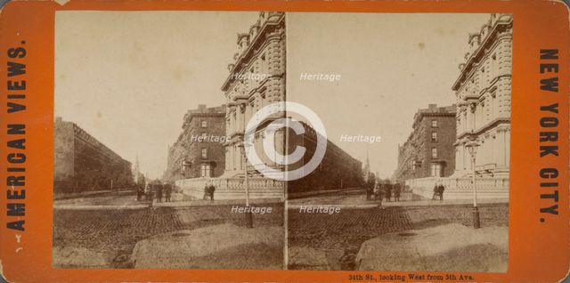 34th Street looking west from 5th Ave, c1850-1930. Creator: Unknown.