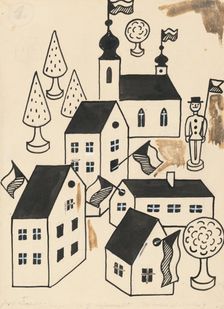 38. Talking about a dog and a cat, around 1928. Creator: Josef Capek