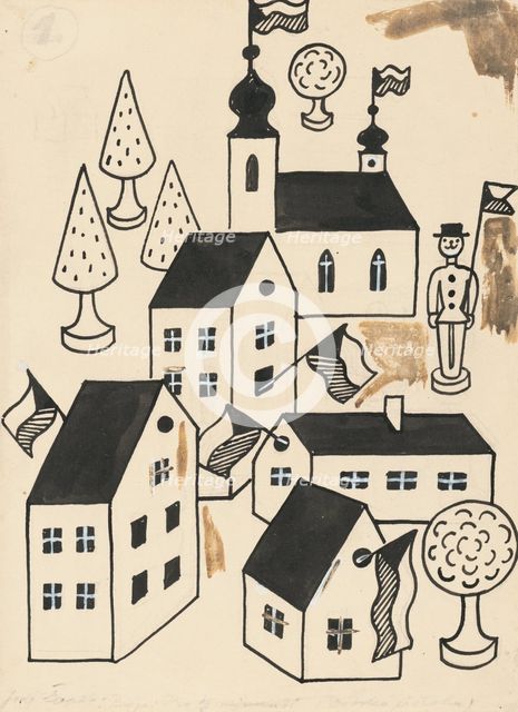 38. Talking about a dog and a cat, around 1928. Creator: Josef Capek.